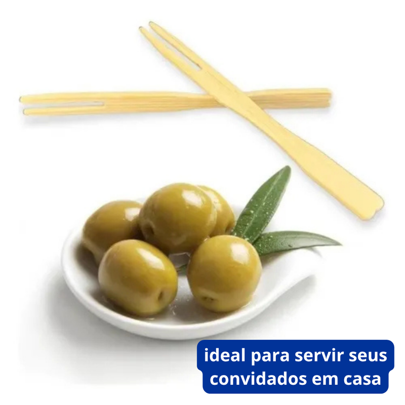 Garfos de Bambu Para Petisco 9cm 100un - Talge