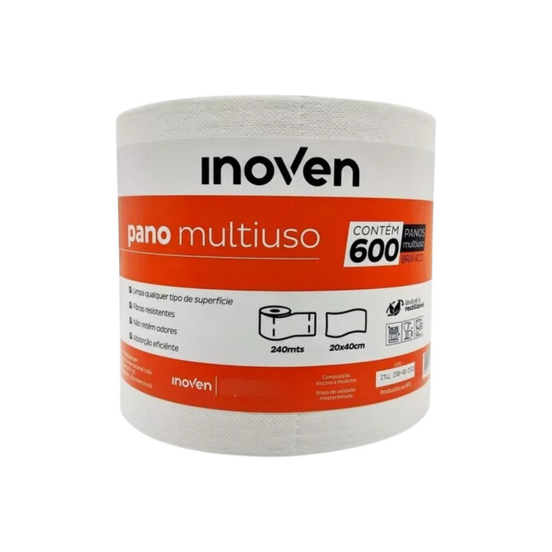 Pano Multiuso 20cm x 240m Branco - Inoven