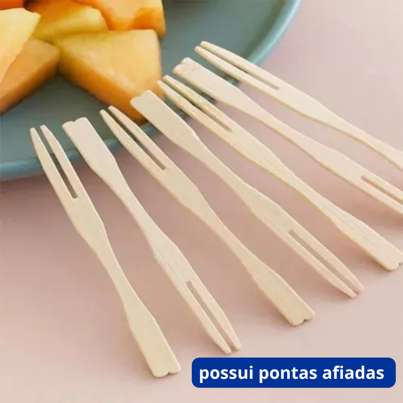 Garfos de Bambu Para Petisco 9cm 100un - Talge