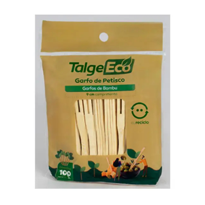 Garfos de Bambu Para Petisco 9cm 100un - Talge