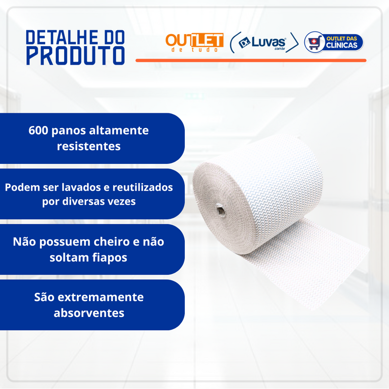 Pano Multiuso 20cm x 240m Branco - Inoven
