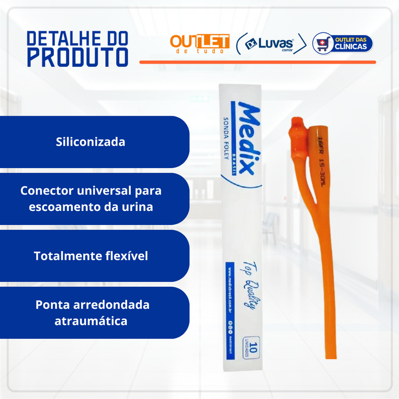 Sonda Foley Látex 2 Vias 16FR 10un - Medix