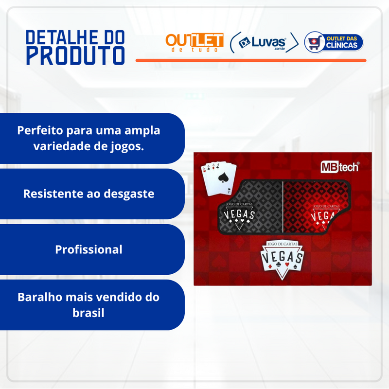 Jogo de Baralho Duplo de Plastico Vegas - MB