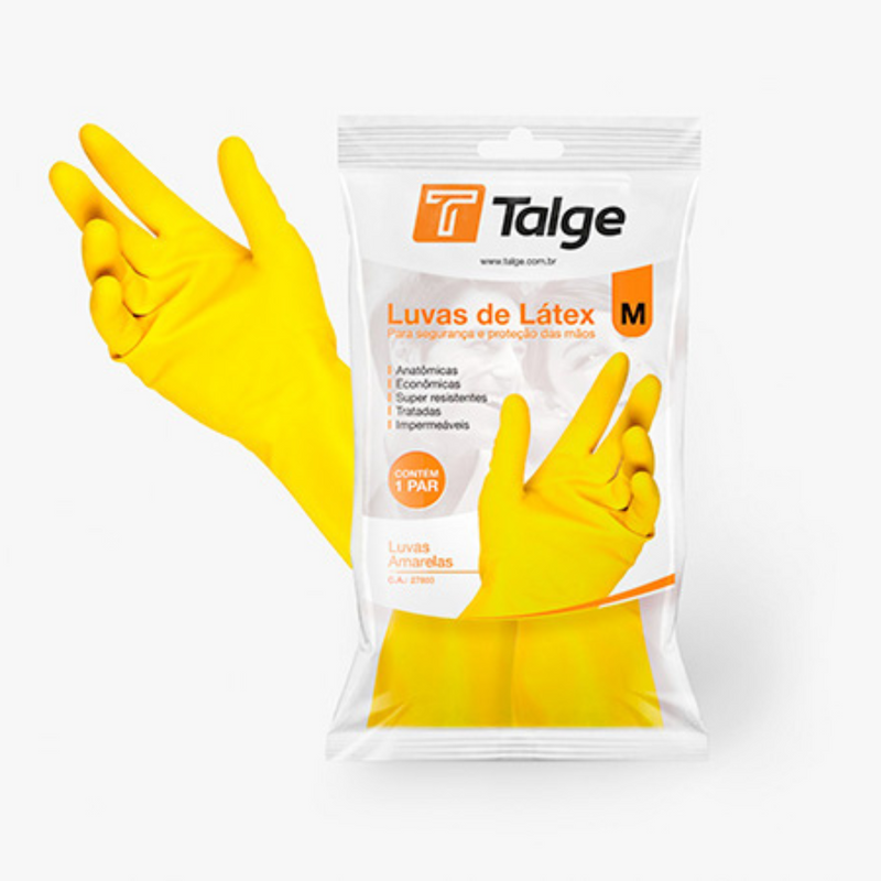 Luva de Látex Amarela Limpeza - Talge