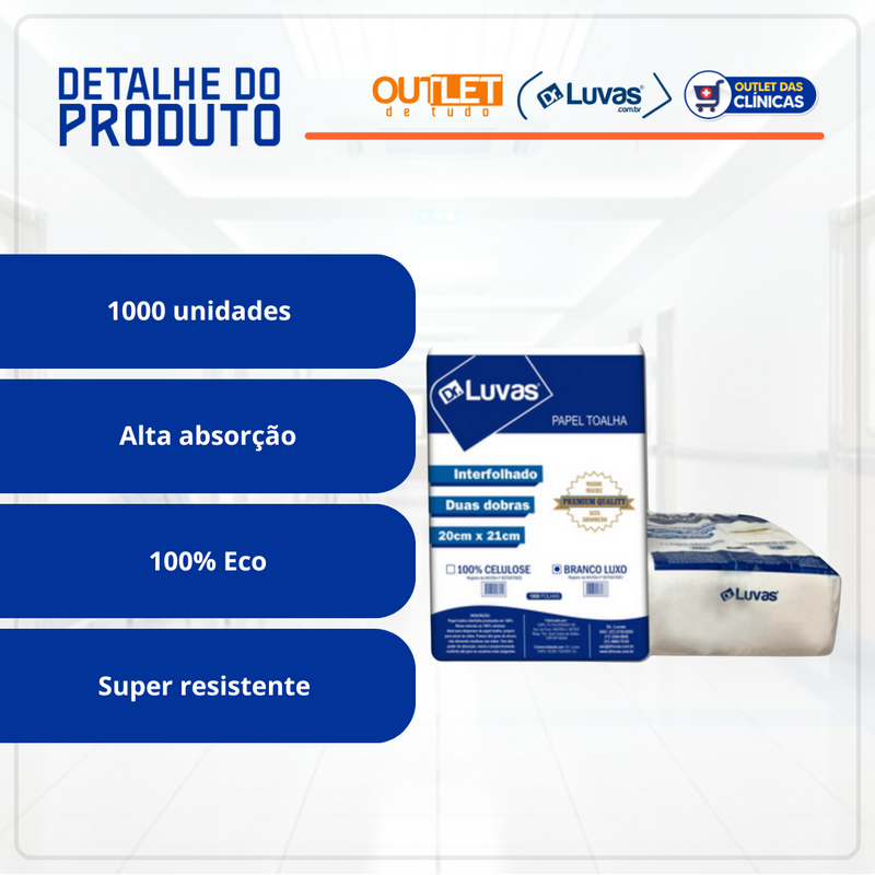 Papel Toalha Interfolhado Eco 1000un - Dr. Luvas
