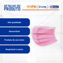 Máscara Tripla Descartável Rosa 50un - Medix