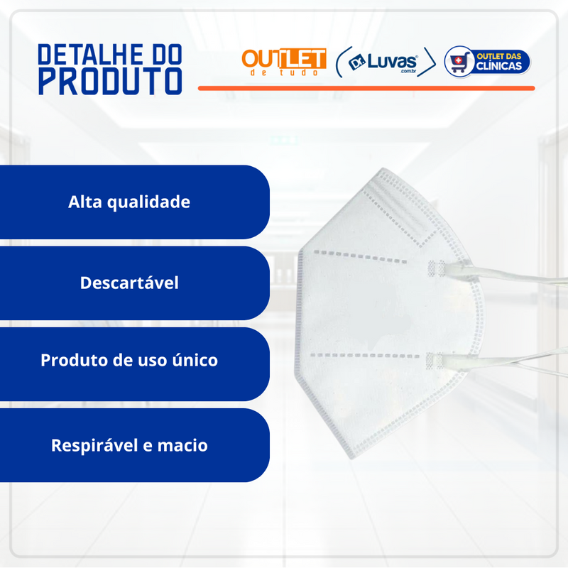 Máscara de Proteção PFF2 N95 Branca - Descarpack