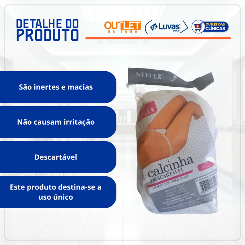 Calcinha Descartável Tanga Com Elástico 50un - NT Flex