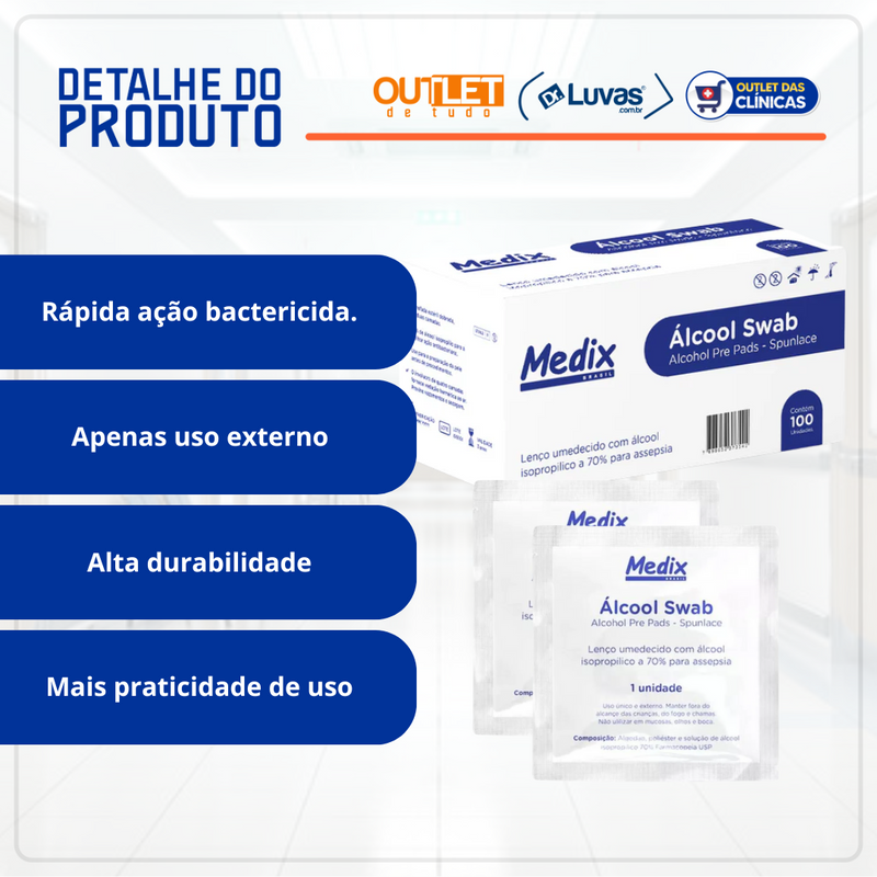 Álcool Swab Caixa Com 100un - Medix