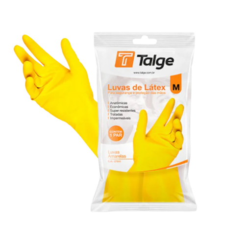 Luva de Látex Amarela Limpeza - Talge