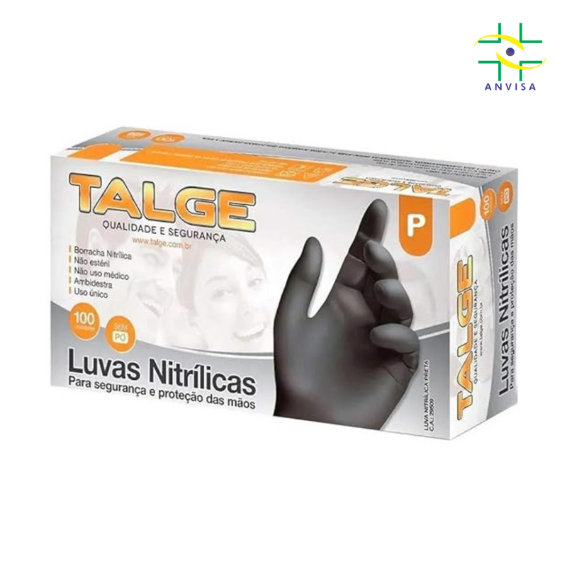 Luva Nitrílica Preta Sem Pó 100un - Talge