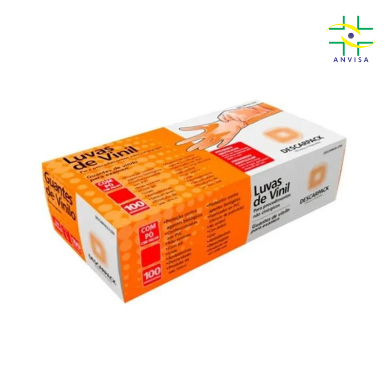 Luva de Procedimento Vinil Com Pó 100un - Descarpack