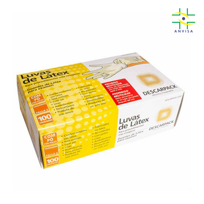 Luva de Procedimento Látex Branca Com Pó 100un - Descarpack