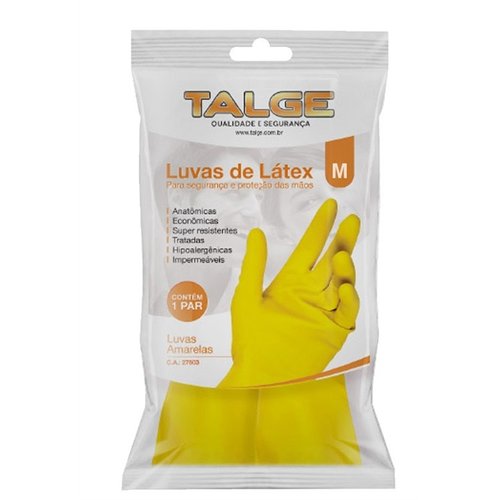 Luva de Látex Amarela Limpeza - Talge