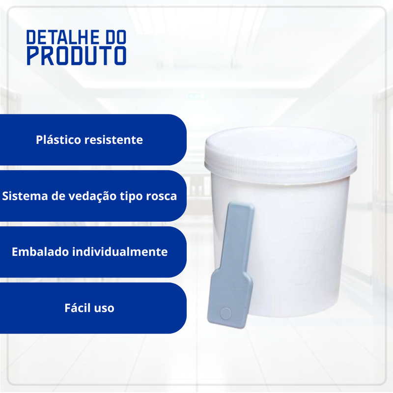 Coletor Opaco Tampa Branca Com Pá 80ml 100un - Firstlab