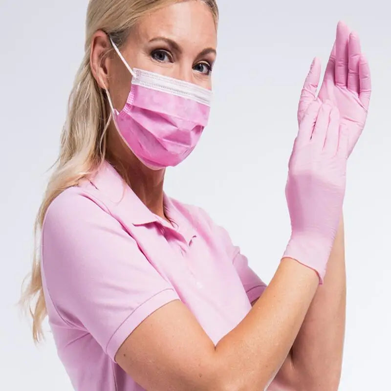 Luva de Procedimento Nitrílica Rosa Sem Pó 100un - Descarpack