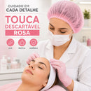 Touca Descartável Com Elástico Rosa 100un - Medix