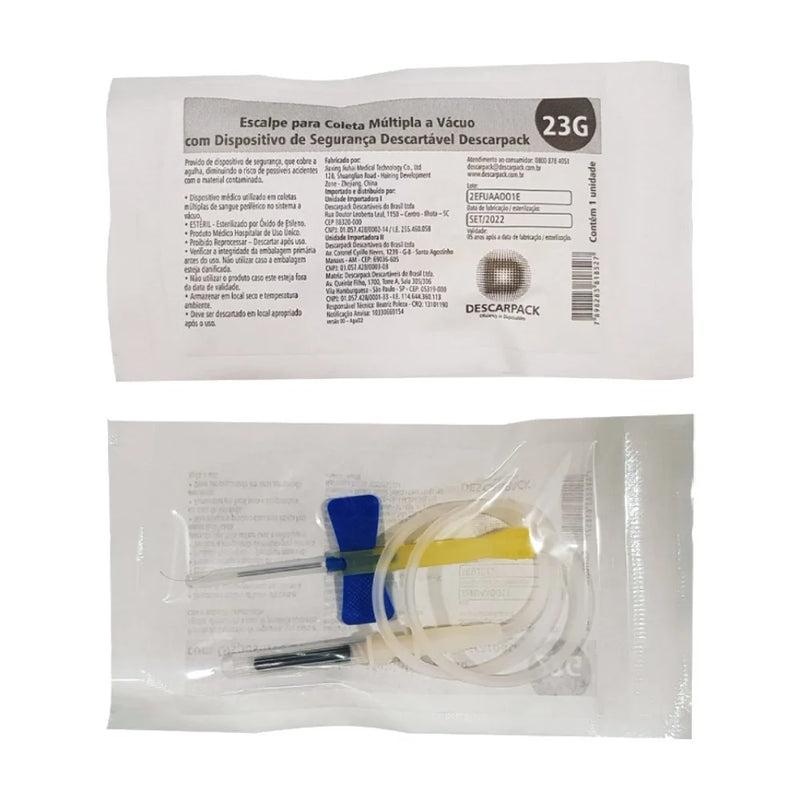 Escalpe Para Coleta Múltipla à Vácuo Com Dispositivo de Segurança  Descarpack