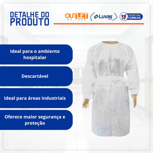 Avental Descartável Manga Longa TNT 30G 10un - Inoven