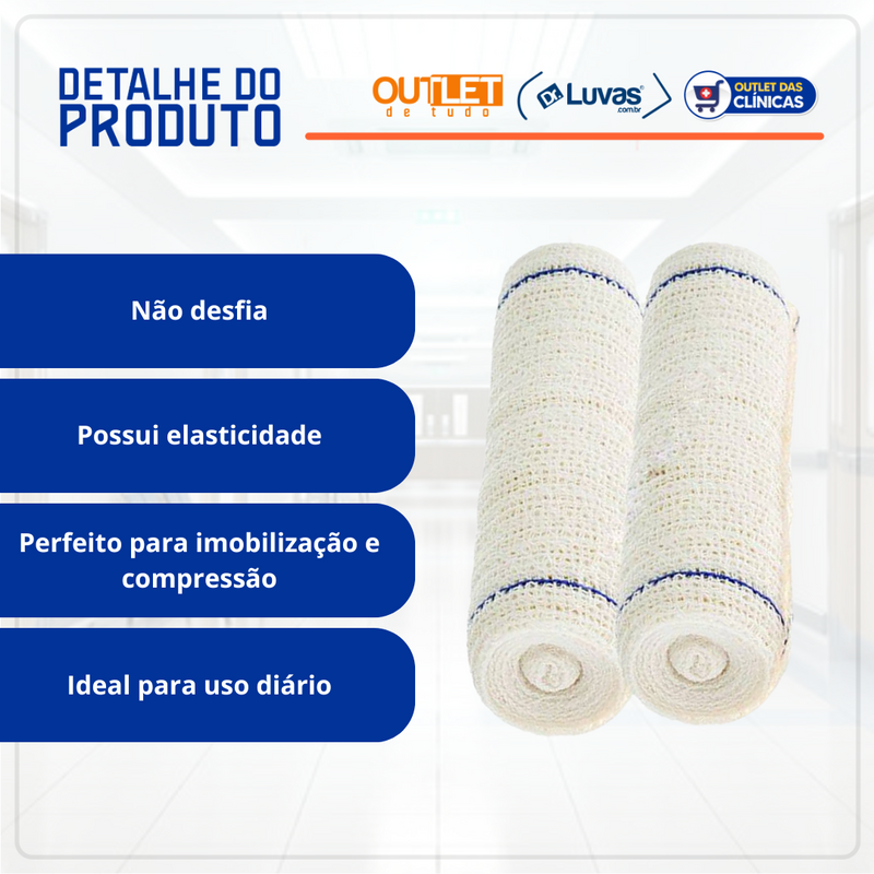 Atadura De Crepom 13 Fios 20cm x 1,8m 12 Rolos - Clean