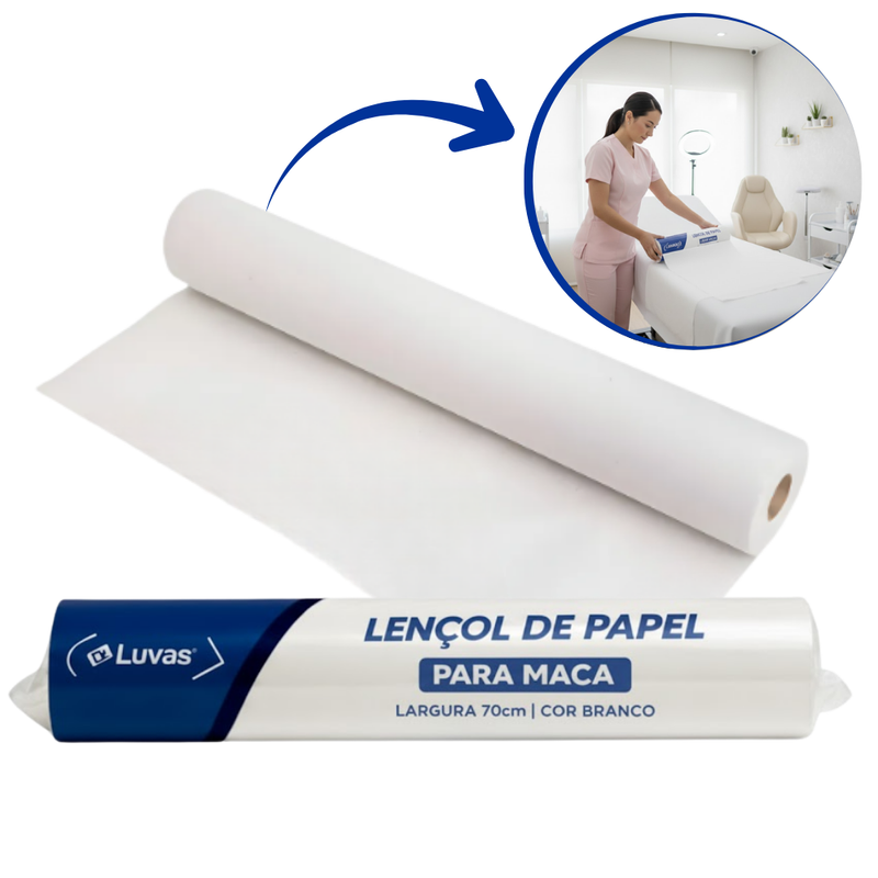 Lençol de Papel Hospitalar 70cm - Dr. Luvas