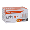 Agulha Para Caneta de Insulina 6mm 100un - Uniqmed
