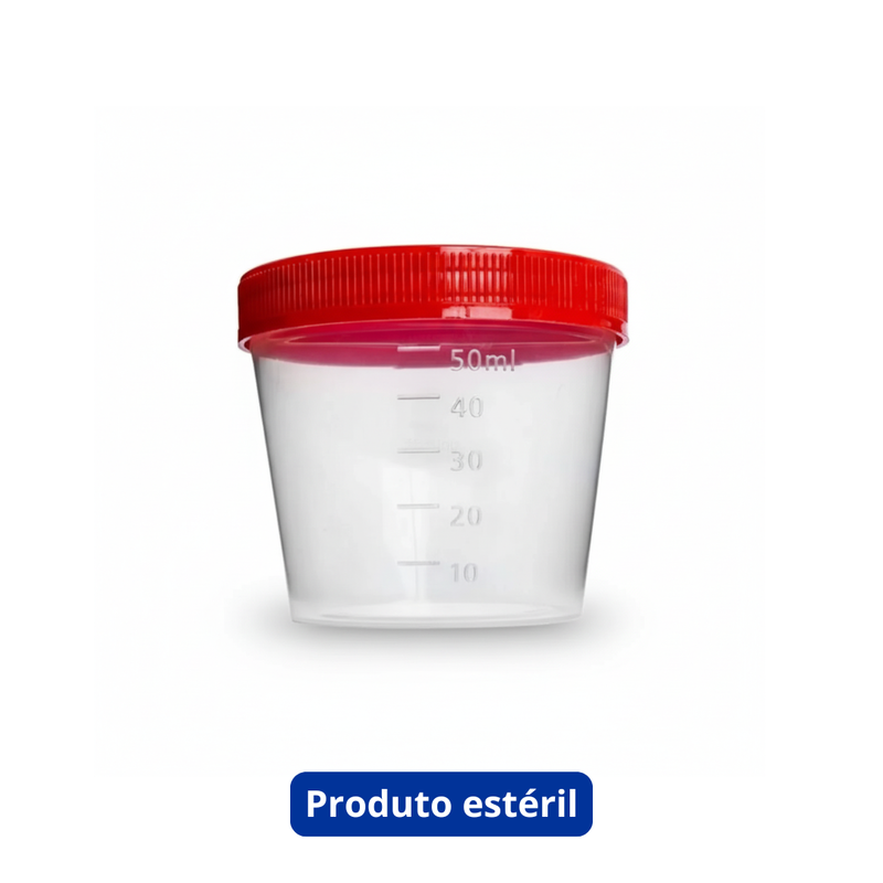 Coletor Estéril Sem Pá Tampa Vermelha 50ml - Firstlab
