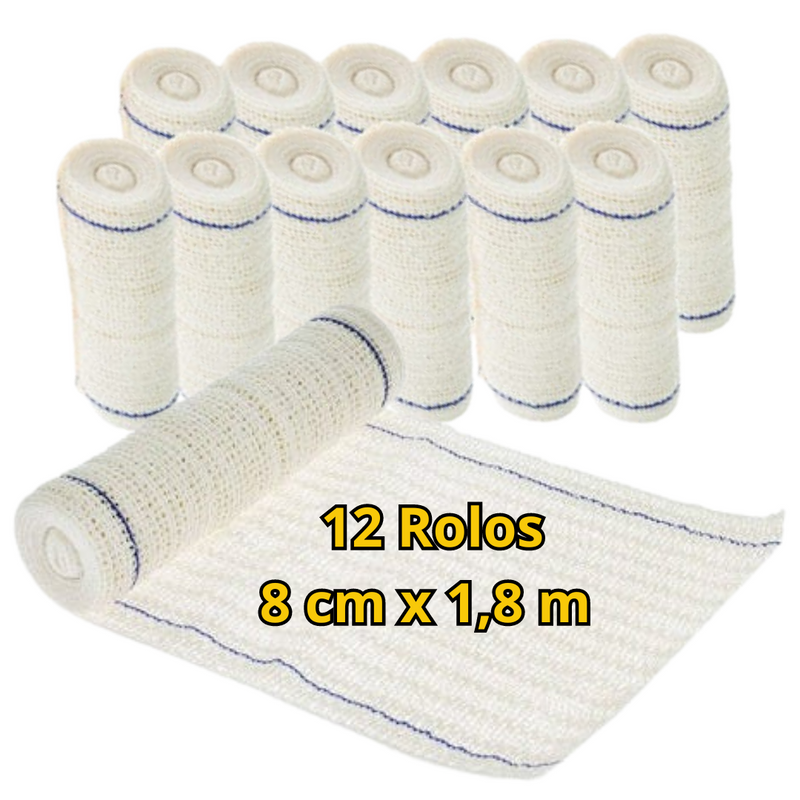 Atadura De Crepom 13 Fios 08cm x 1,8m 12 Rolos - Clean