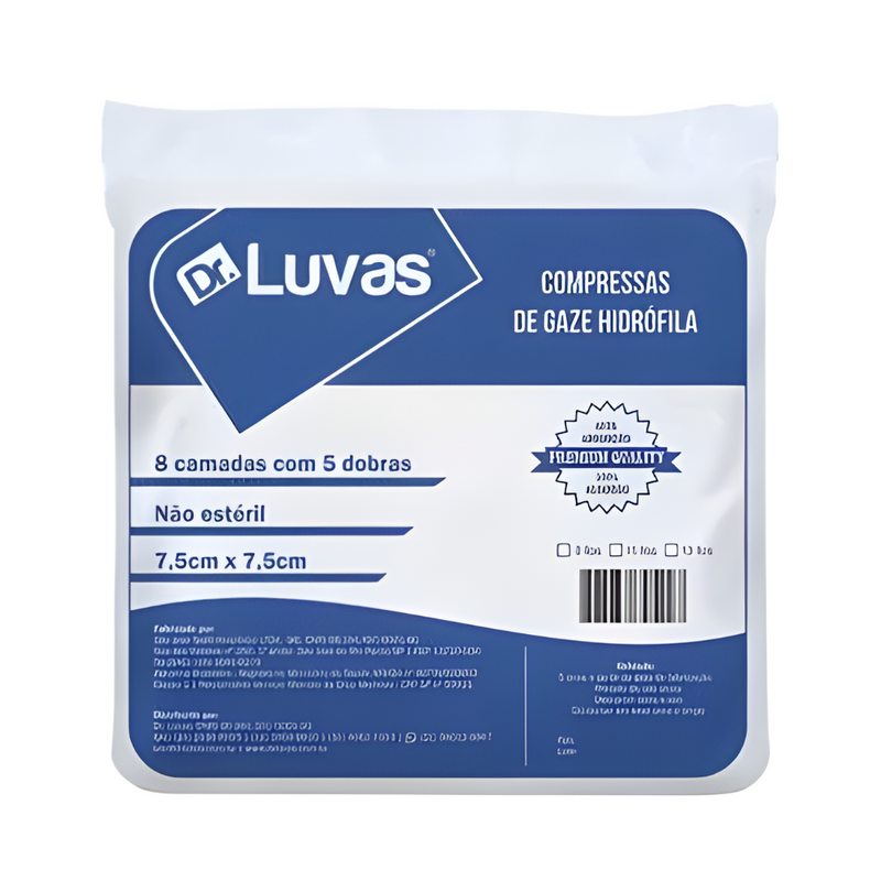 Compressa De Gaze Não Estéril 9 Fios 7,5cm 150g - Dr Luvas