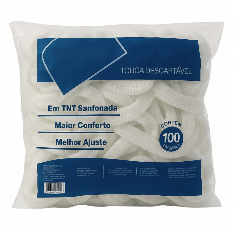 Touca Descartável TNT Branca 100un Modelo Nobre