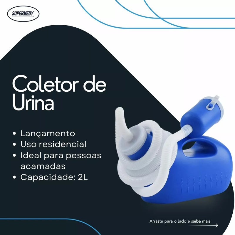 Coletor de Urina Masculino Tipo Papagaio Com Mangueira 2L - Supermedy