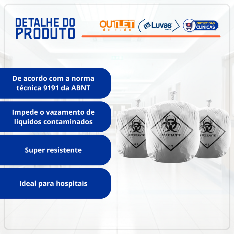 Saco de Lixo Infectante 15 Litros 100un - Descarbox