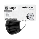 Máscara Cirúrgica Tripla TNT Preta Com Elástico 50un -  Talge