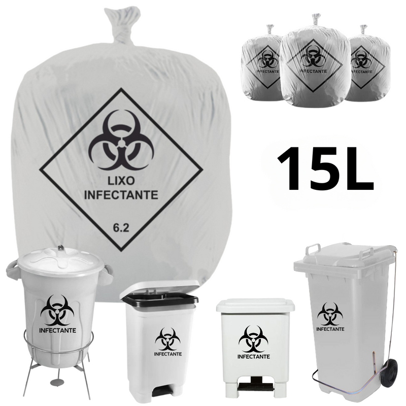 Saco de Lixo Infectante 15 Litros 100un - Descarbox