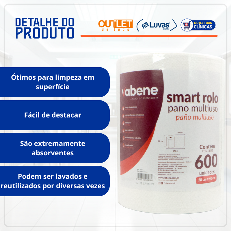 Pano Multiuso 28cm x 240m Branco - Vabene