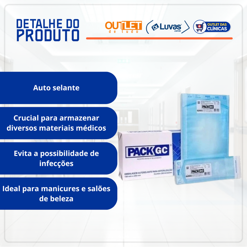 Envelope Para Autoclave 9x23 cm 100un - Packgc