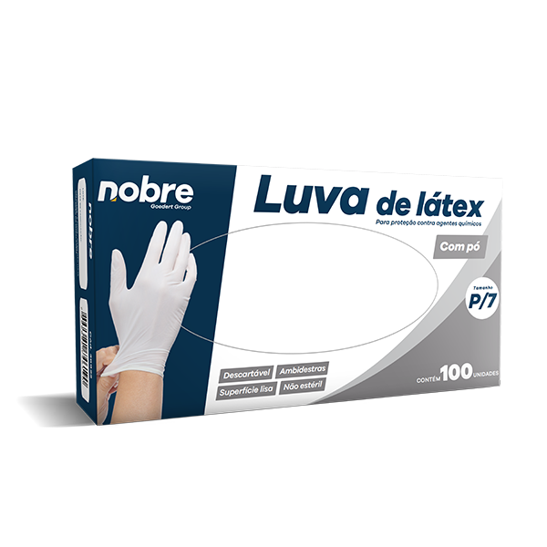 Luva de Látex Branca Com Pó 100un - Nobre