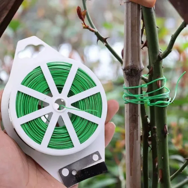 Arame Encapado Para Jardinagem Amarrar Sacos + Cortador 50M - MB