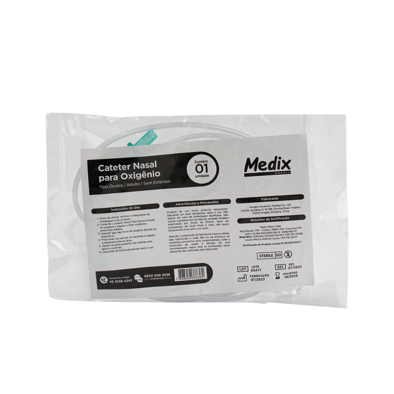 Cateter Nasal Tipo Óculos Para Oxigênio - Medix