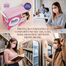 Máscara Tripla Descartável Rosa 50un - Medix
