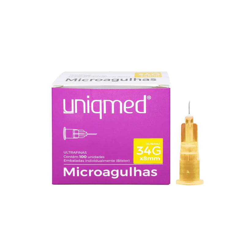 Microagulha 34Gx8 mm 100un - Uniqmed