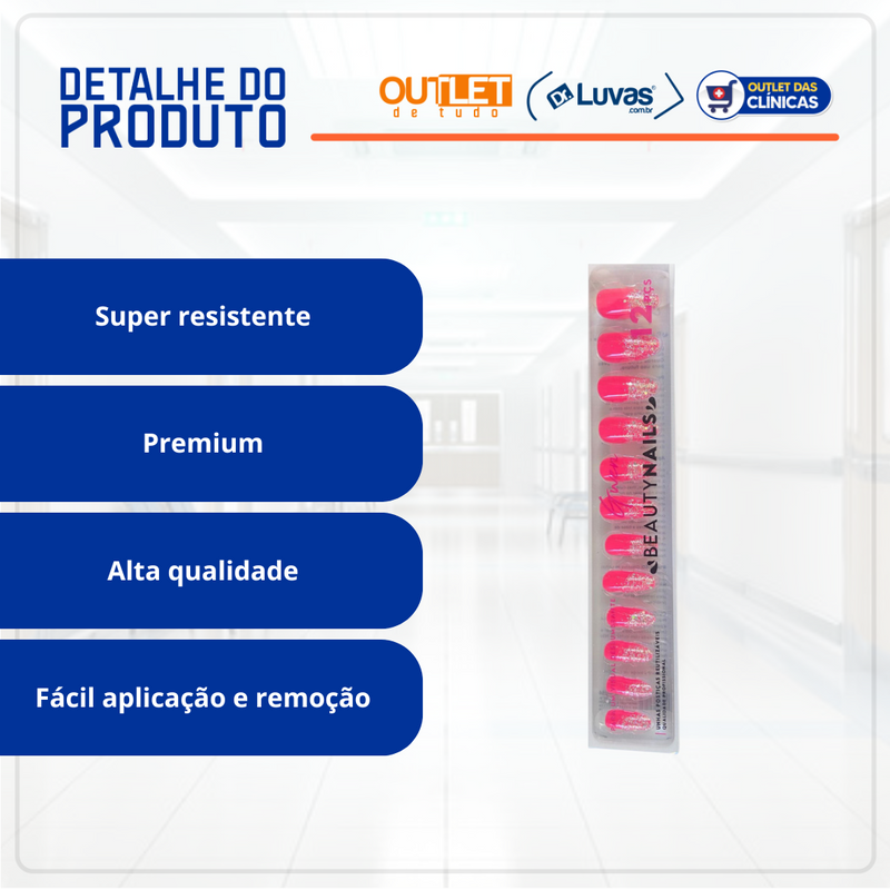 Unha Postiça Almond Decorada 12un - MB