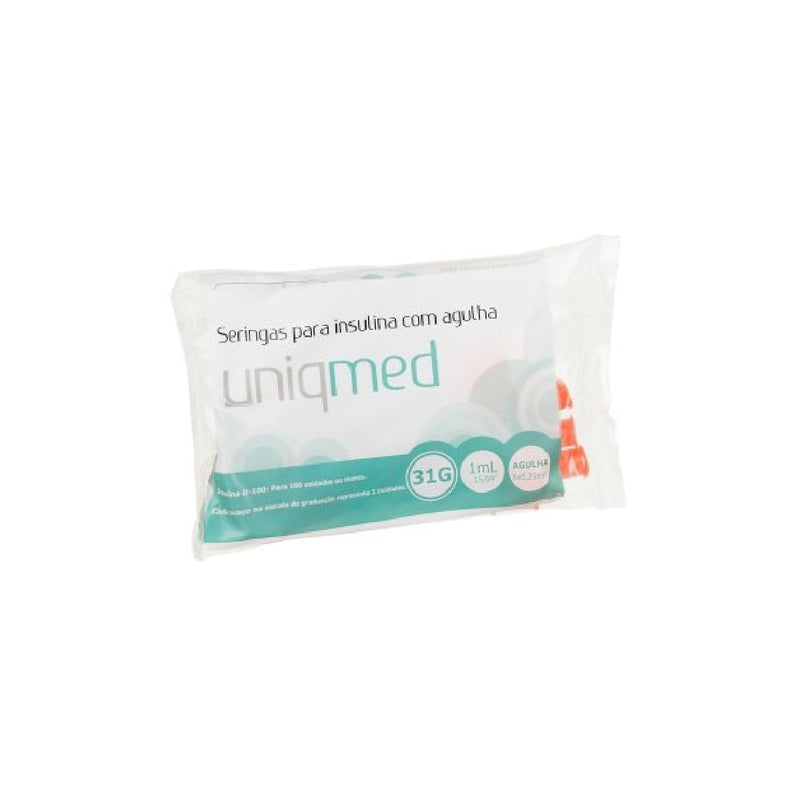 Seringa de Insulina 1ml com Agulha 31G 6x0,25 mm 10un - Uniqmed