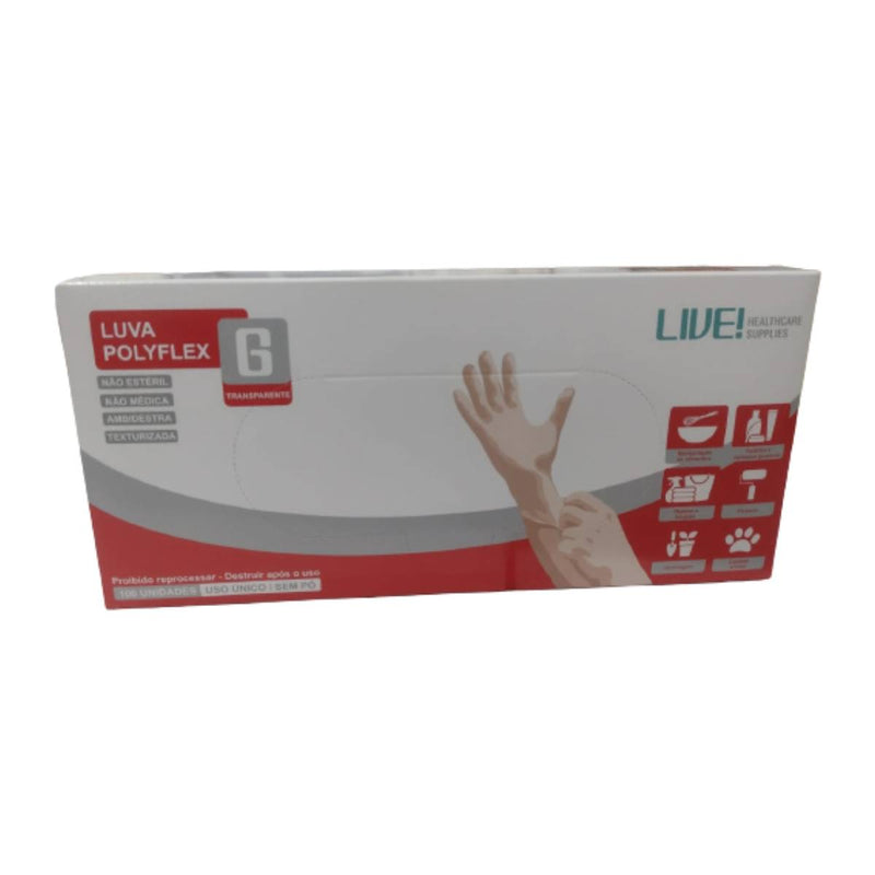 Luva TPE Transparente Sem Pó 100un - Live