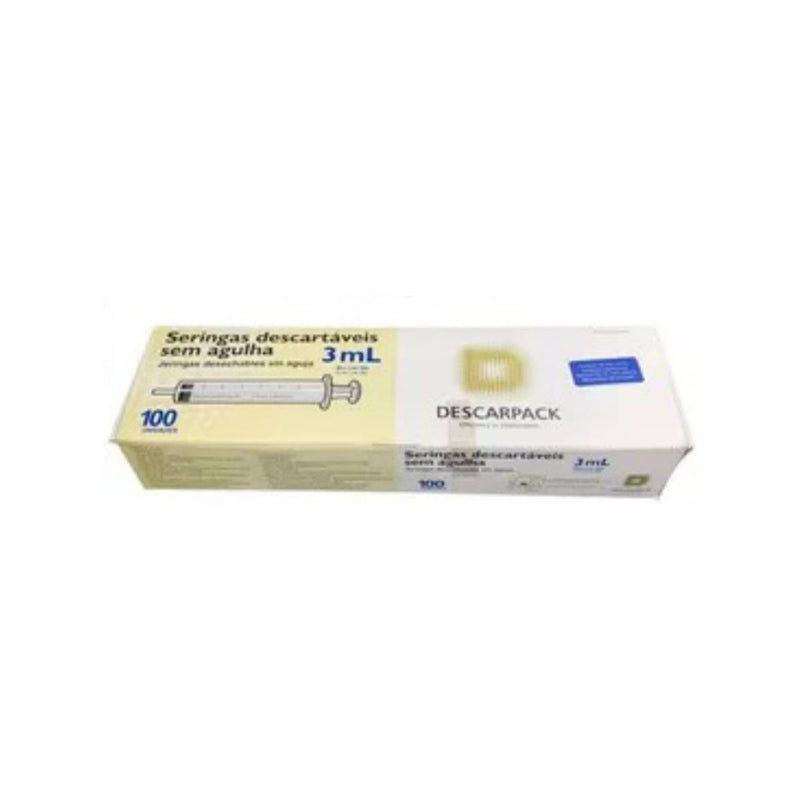 Seringa 3ml Bico Luer Slip 100un - Descarpack