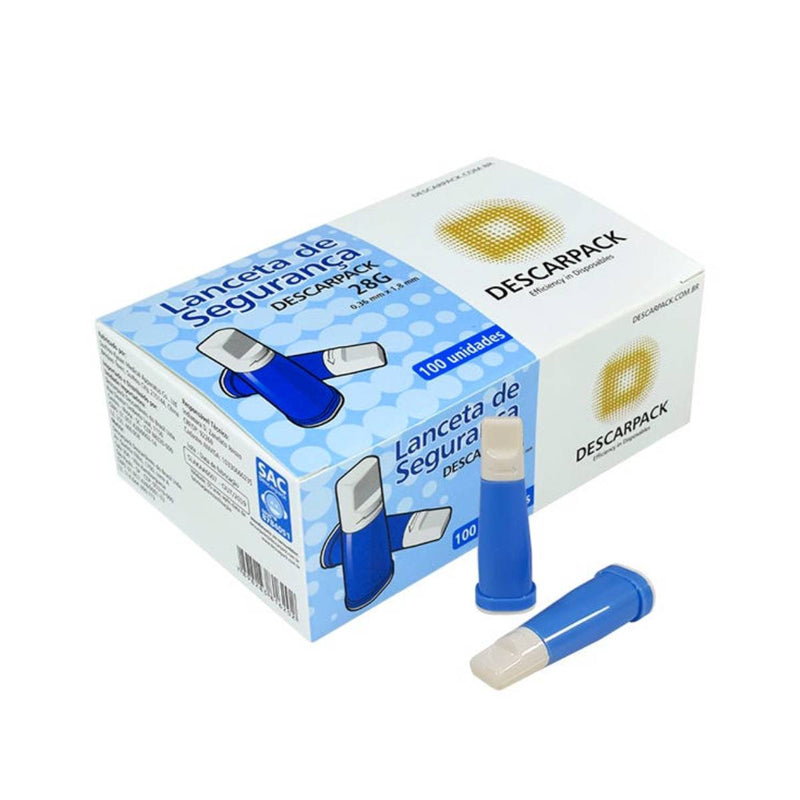 Lanceta de Segurança 28G 100un - Descarpack