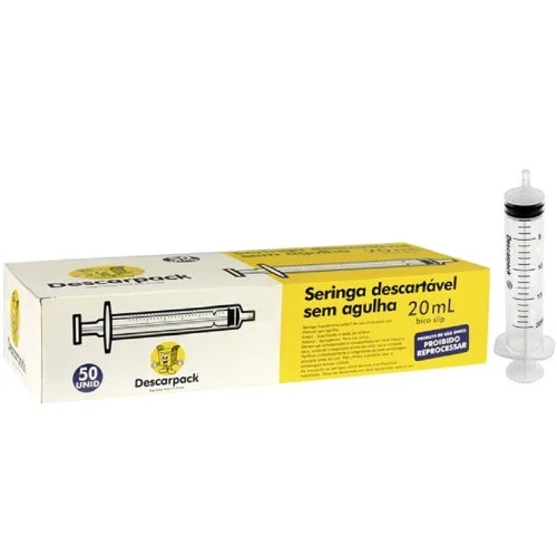 Seringa 20ml com Agulha 25x0,7 50un - Descarpack